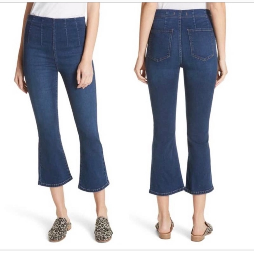 Free People Flare Jeans Size 29 High Rise Cropped Boho